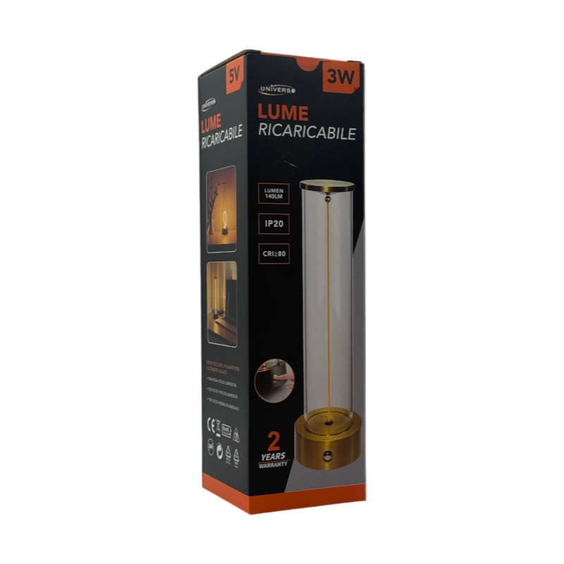 Lampada da Tavolo LED Ricaricabile Universo D39-O3C – 3W con Filo Luminoso Magnetico Touch, Luce Calda 2200K, Decorativa per Bar e Ristoranti