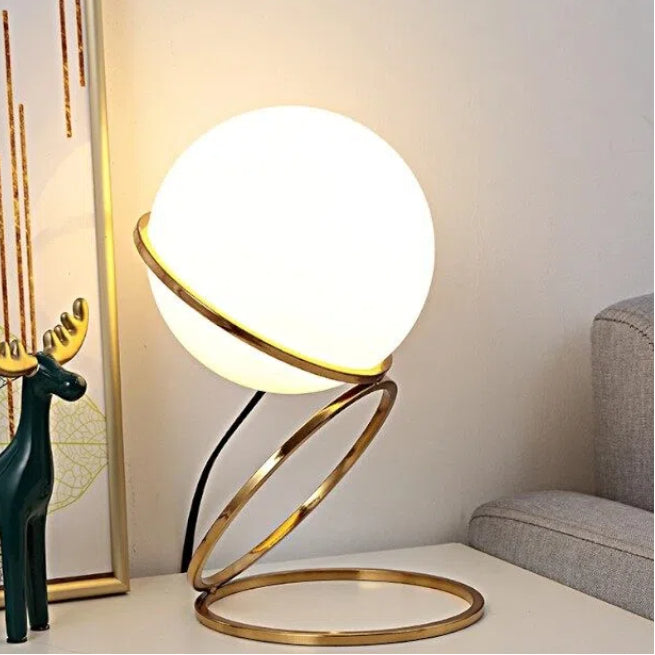 Lampada da Tavolo Minimalista in Bronzo con Sfera in Vetro – Attacco per Lampadina G9