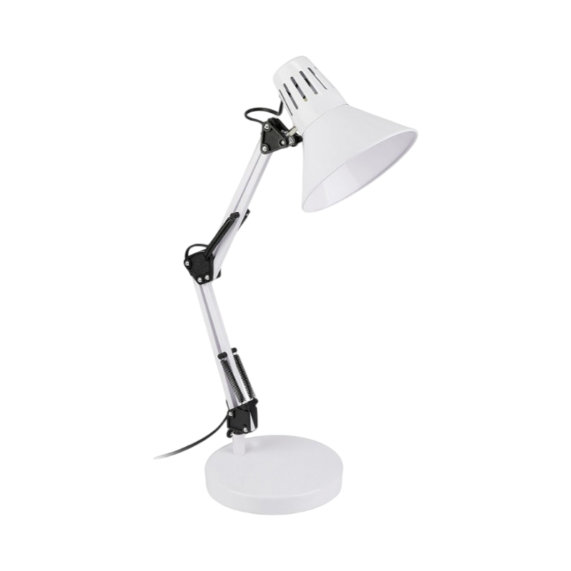 LAMPADA DA SCRIVANIA IN METALLO CON BRACCIO SNODABILE ED ORIENTABILE ATTACCO E27 COLORI ASSORTITI