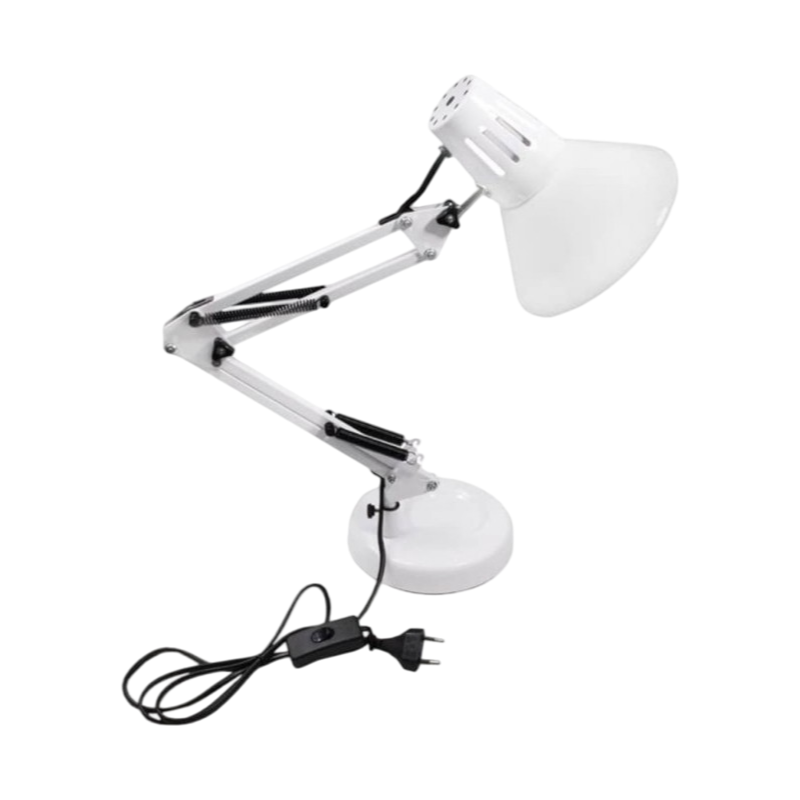 LAMPADA DA SCRIVANIA IN METALLO CON BRACCIO SNODABILE ED ORIENTABILE ATTACCO E27 COLORI ASSORTITI