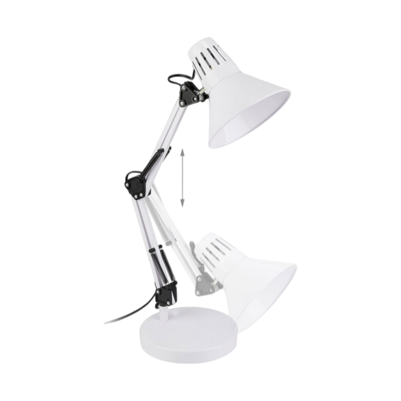 LAMPADA DA SCRIVANIA IN METALLO CON BRACCIO SNODABILE ED ORIENTABILE ATTACCO E27 COLORI ASSORTITI