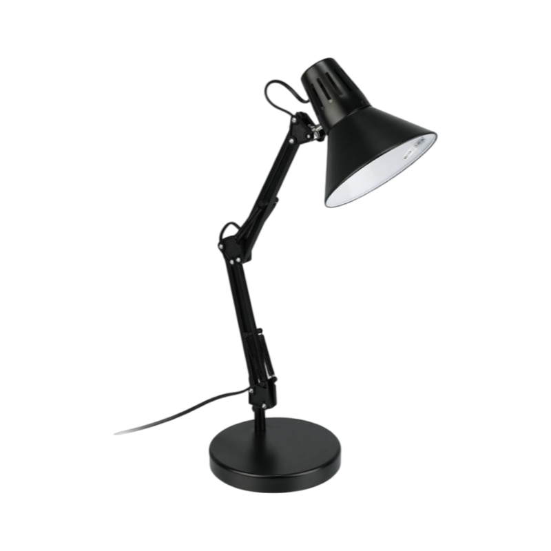 LAMPADA DA SCRIVANIA IN METALLO CON BRACCIO SNODABILE ED ORIENTABILE ATTACCO E27 COLORI ASSORTITI