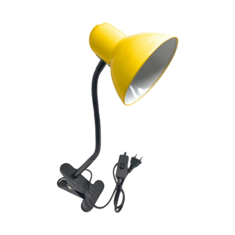 Lampada da Tavolo con Clip di Fissaggio e Braccio Flessibile – Attacco E27, Colori Assortiti