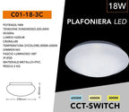 Plafoniera Circolare a LED UNIVERSO C01-18-3C 18W - CCT 3in1 - immagine 8