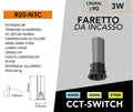 Faretto LED Rotondo da Incasso UNIVERSO R20-N 3W | CCT Selezionabile 3000K-4000K-6500K Nero/Argento IP20
