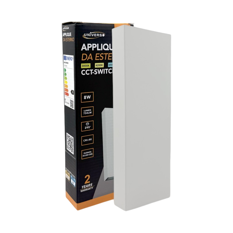 Applique LED da muro UNIVERSO 2750-B3C 8W doppia emissione up & down con CCT 3in1 selezione colore 3000K 4000K 6500K IP65 con driver integrato