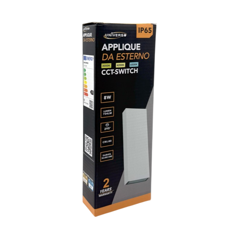 Applique LED da muro UNIVERSO 2750-B3C 8W doppia emissione up & down con CCT 3in1 selezione colore 3000K 4000K 6500K IP65 con driver integrato