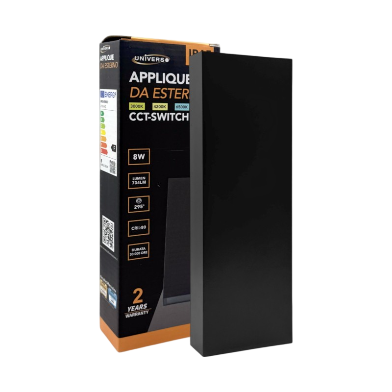 Applique LED da muro UNIVERSO 2750-N3C 8W doppia emissione up & down con CCT 3in1 selezione colore 3000K 4000K 6500K IP65 con driver integrato