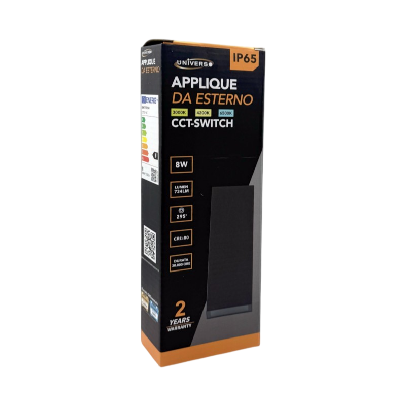 Applique LED da muro UNIVERSO 2750-N3C 8W doppia emissione up & down con CCT 3in1 selezione colore 3000K 4000K 6500K IP65 con driver integrato