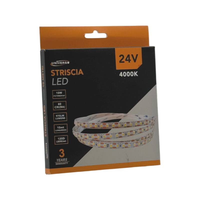 Striscia LED Flessibile Monocolore UNIVERSO | DC 24V 100W SMD 2835 120 LED/m Bobina 10m Taglio 1cm
