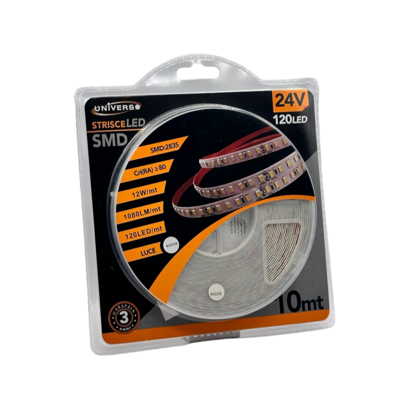 Striscia LED Monocolore UNIVERSO 2835-24V-10M-120 | DC24V SMD 2835 120 LED/m 10m Taglio 5cm IP20