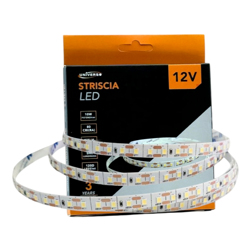 Striscia LED Flessibile Monocolore UNIVERSO | DC 12V 50W SMD 2835 120 LED/m Bobina 5m Taglio 1cm