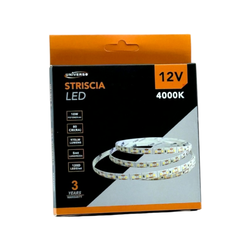 Striscia LED Flessibile Monocolore UNIVERSO | DC 12V 50W SMD 2835 120 LED/m Bobina 5m Taglio 1cm