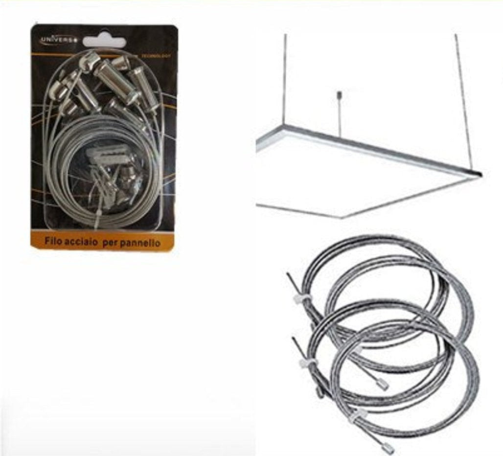 Kit Sospensione UNIVERSO per Pannelli LED 30x30 60x60 120x60 120x30 | Cavo 1.2 Metri
