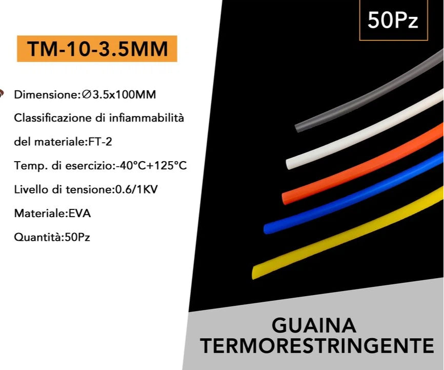 Confezione da 50 Pezzi – Guaina Termoretraibile Termorestingente Colori Assortiti