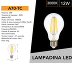 Lampadina LED E27 Universo - 12W Bulb A70 a Filamento, 360° - immagine 4