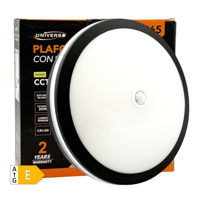 Plafoniera SMD LED Circolare con Sensore UNIVERSO SS-ESS-02N3C 30W | Switch CCT 3000K-4000K-6500K IP65