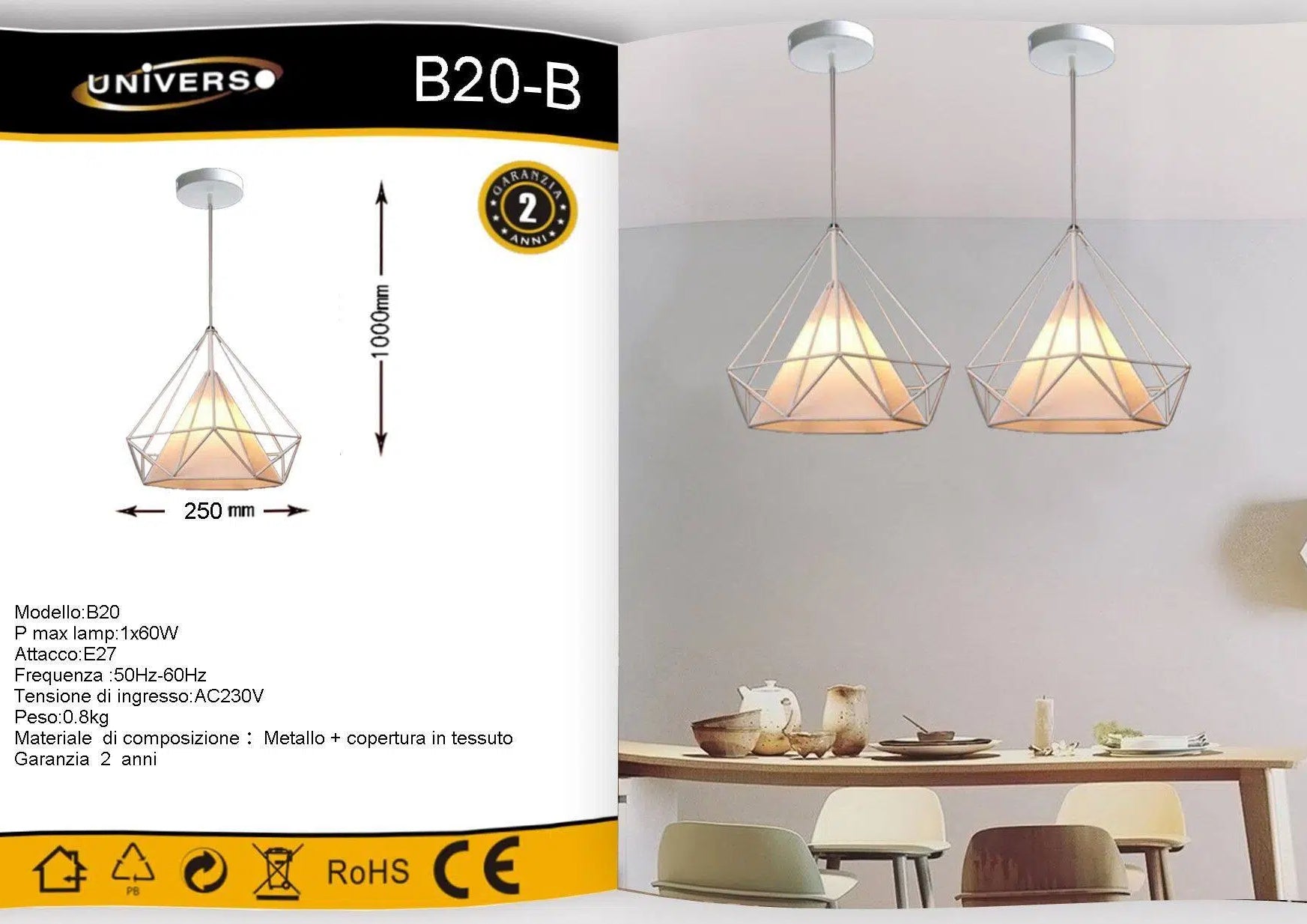 LAMPADARIO MODERNO A SOSPENSIONE CON PARALUME IN METALLO TRAFORATO ATTACCO E27 BIANCO NERO