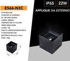 Applique LED da muro nera 22W doppia emissione con CCT 3in1 - immagine 7