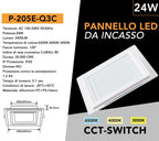 Pannello LED Slim Quadrato in Vetro 24W 2400 Lumen - CCT - immagine 4