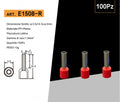 Confezione da 100 pezzi – Tubetto terminale capicorda isolato per cavi da 1,5 mm², lunghezza terminale 8 mm – Colori giallo, rosso, blu