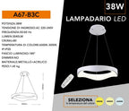 Lampadario LED a Onda Bianco - Montaggio a Sospensione 38W - immagine 3