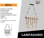 Lampadario a Sospensione Country in Corda Canapa e Bambù - 6 - immagine 3