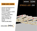 STRISCIA LED SMD 2835 24V Monocolore – Bobina 50 Metri 20W/m, 240 LED/m, 120.000 Lumen Totali, IP20