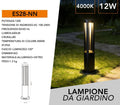 Lampada LED da Giardino con Fissaggio a Terra – 12W, Colore Nero, 600 Lumen, IP65, Altezza 60 cm