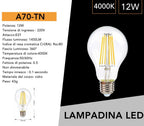 Lampadina LED E27 Universo - 12W Bulb A70 a Filamento, 360° - immagine 5