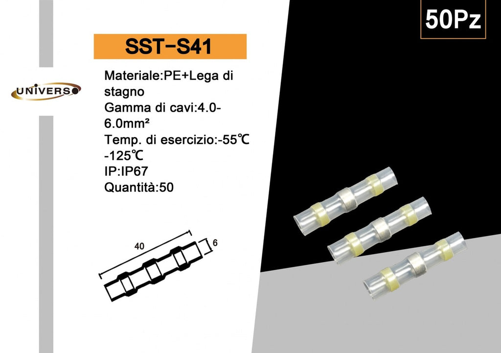 Confezione da 50 Pezzi – Connettore di Giunzione Isolato Autosaldante a Caldo per Cavi da 4 mm² a 6 mm² IP67