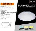 Plafoniera Circolare a LED UNIVERSO C01-24W-3C 24W - CCT - immagine 8