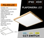 Plafoniera Ultra Slim Quadrata Legno UNIVERSO PQ-450-L3C 45W - immagine 8