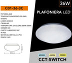 Plafoniera Circolare a LED UNIVERSO C01-36W-3C 36W - CCT - immagine 8