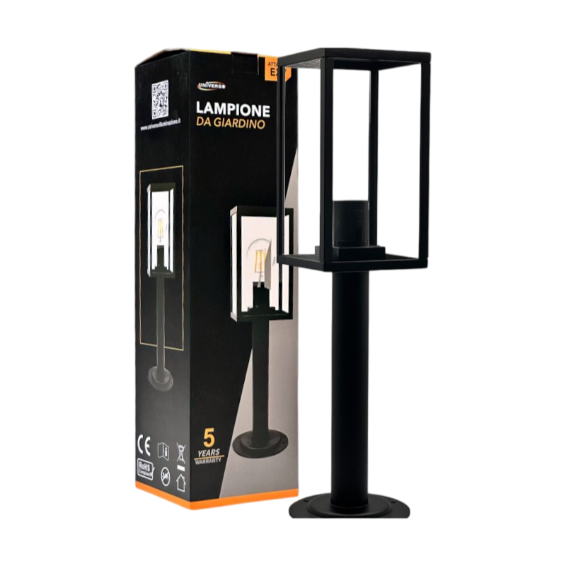 Universo 518PA-H480-N Lampioncino Portalampada da Giardino per Lampadine E27 Max 60 Watt con Fissaggio a Terra IP44