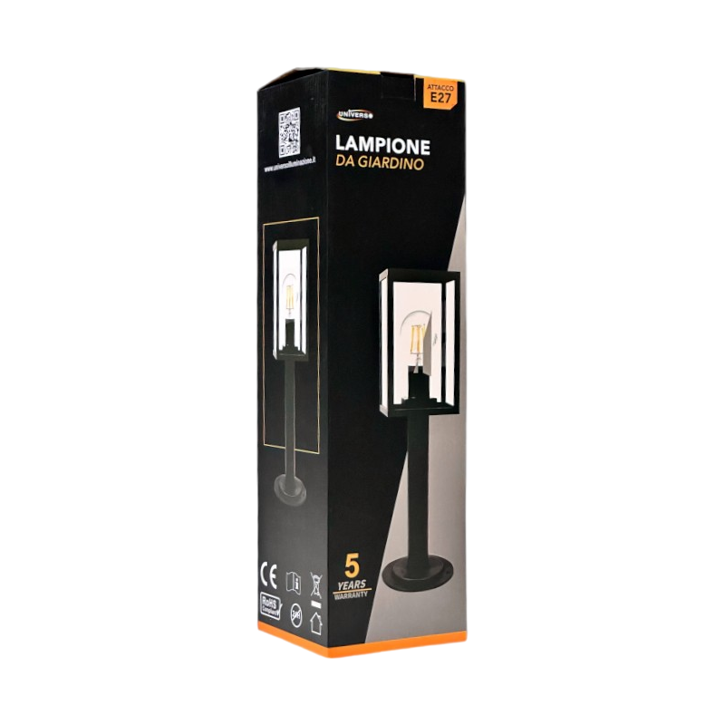 Universo 518PA-H480-N Lampioncino Portalampada da Giardino per Lampadine E27 Max 60 Watt con Fissaggio a Terra IP44