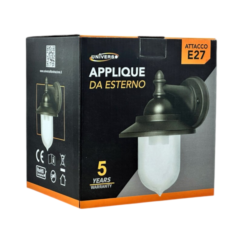 Portalampada Lanterna da Giardino Universo 524WA-B247-G – Wall Lamp Grigio Antracite da Muro, IP44 per Lampadine E27