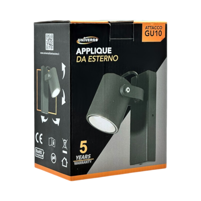 Applique Portalampada Wall Light da Muro Universo 539WA-B172G – per Lampadine GU10 con Testa Orientabile