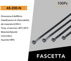 Confezione da 100 Pezzi - Fascette Serracavo - 48-200-N - immagine 4