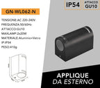 Portalampada Applique Wall Light Doppio da Muro per 2 - immagine 7