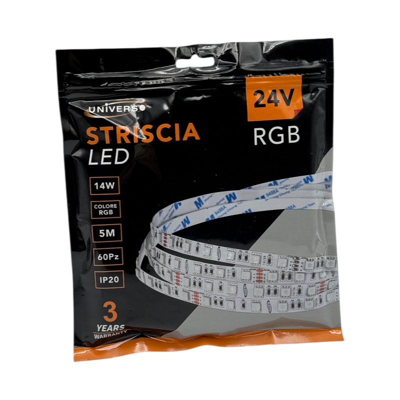 Striscia LED Flessibile RGB UNIVERSO 5M-24V-RGB | 70W SMD 60 LED/m DC 24V IP20 5m