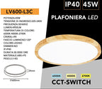 Plafoniera Ultra Slim Rotonda Effetto Legno - LV-600-L3C - immagine 6