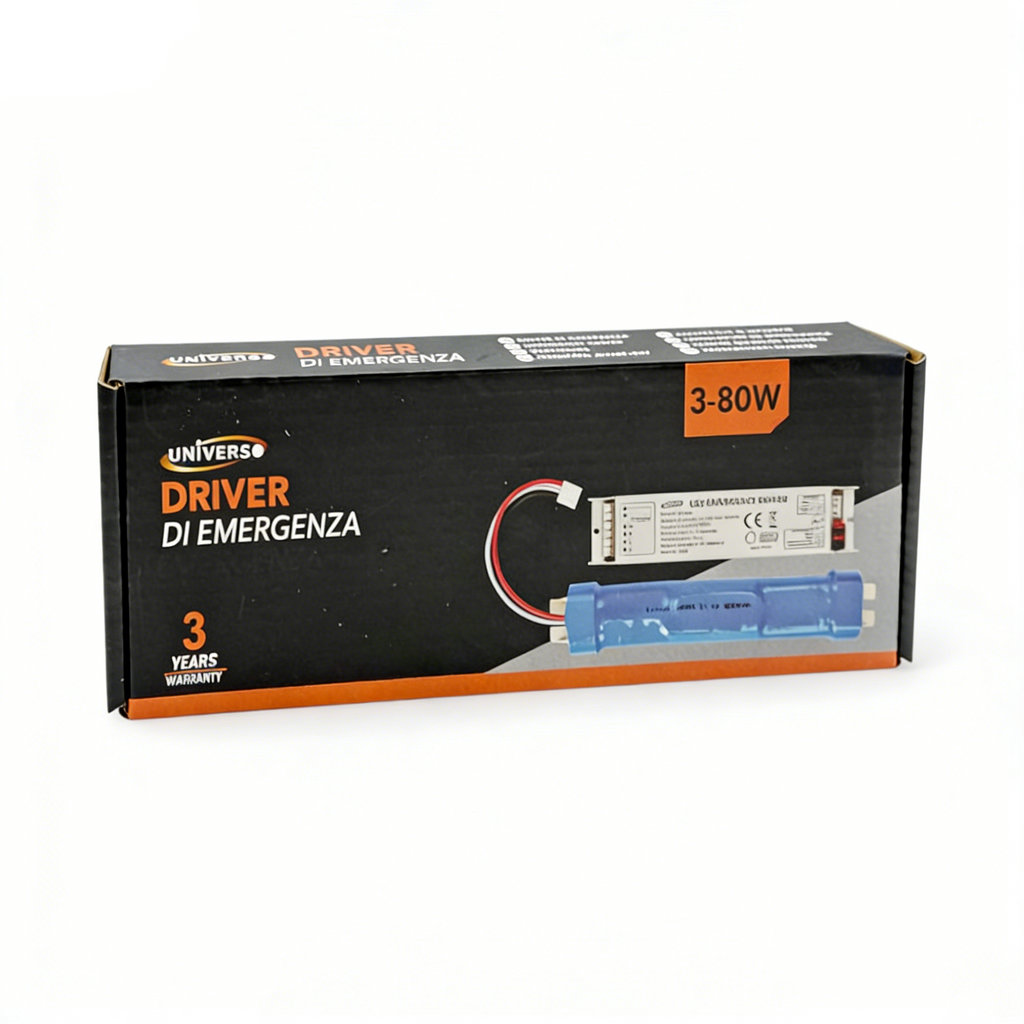 Driver di Emergenza Universale EM-80W per LED 3W-80W | Autonomia 300 Min | Uscita DC 220V