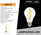 Lampadina LED E27 Universo - 12W Bulb A70 a Filamento, 360° - immagine 3