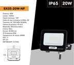 Proiettore SMD LED Slim UNIVERSO EK05-20W-N 20W - CCT - immagine 5