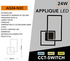 Applique LED a Muro Nera Universo AQ34-N3C 24W - Forma - immagine 9