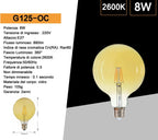 Lampadina LED Globo G125 a Filamento Vintage - 12W E27 - immagine 3