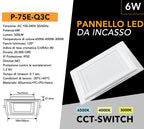 Pannello LED Slim Quadrato in Vetro 6W 500 Lumen - CCT - immagine 4