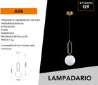 Lampadario a Sospensione da Soffitto Ovale in Bronzo e Sfera - immagine 5