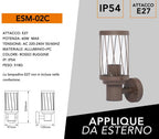 Applique da parete UNIVERSO ESM-02C con portalampada E27 per - immagine 5
